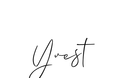 How to make Yvest name signature. Use Allison_Script style for creating short signs online. This is the latest handwritten sign. Yvest signature style 2 images and pictures png