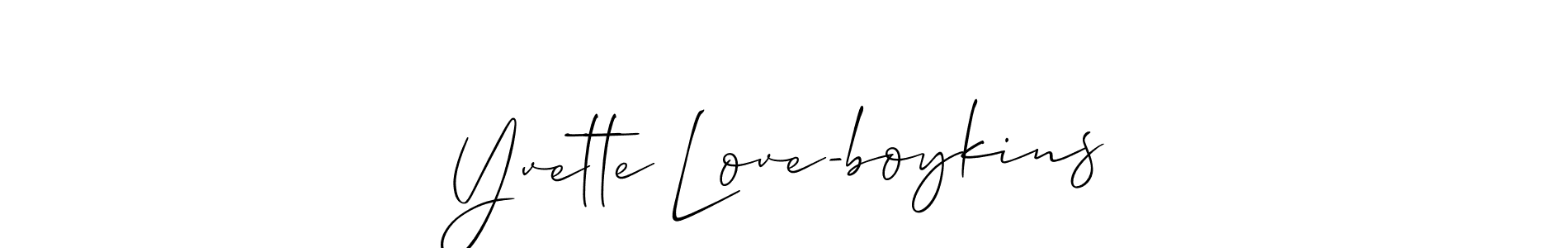 The best way (Allison_Script) to make a short signature is to pick only two or three words in your name. The name Yvette Love-boykins include a total of six letters. For converting this name. Yvette Love-boykins signature style 2 images and pictures png