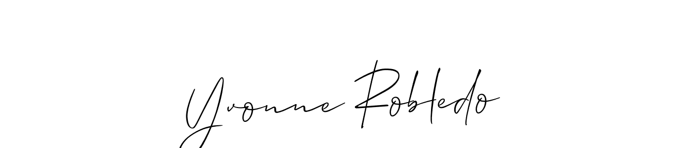 How to make Yvonne Robledo name signature. Use Allison_Script style for creating short signs online. This is the latest handwritten sign. Yvonne Robledo signature style 2 images and pictures png