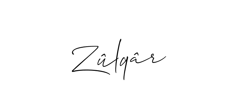 if you are searching for the best signature style for your name Zûlqâr. so please give up your signature search. here we have designed multiple signature styles  using Allison_Script. Zûlqâr signature style 2 images and pictures png