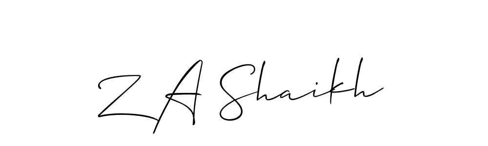 Allison_Script is a professional signature style that is perfect for those who want to add a touch of class to their signature. It is also a great choice for those who want to make their signature more unique. Get Z A Shaikh name to fancy signature for free. Z A Shaikh signature style 2 images and pictures png