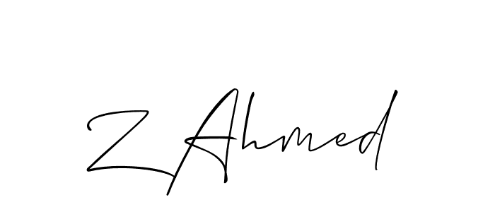 Create a beautiful signature design for name Z Ahmed. With this signature (Allison_Script) fonts, you can make a handwritten signature for free. Z Ahmed signature style 2 images and pictures png