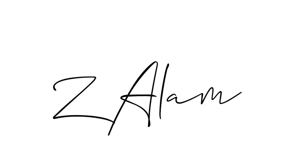 Z Alam stylish signature style. Best Handwritten Sign (Allison_Script) for my name. Handwritten Signature Collection Ideas for my name Z Alam. Z Alam signature style 2 images and pictures png