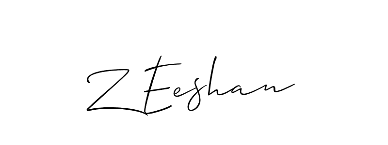 The best way (Allison_Script) to make a short signature is to pick only two or three words in your name. The name Z Eeshan include a total of six letters. For converting this name. Z Eeshan signature style 2 images and pictures png