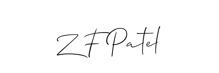 Design your own signature with our free online signature maker. With this signature software, you can create a handwritten (Allison_Script) signature for name Z F Patel. Z F Patel signature style 2 images and pictures png