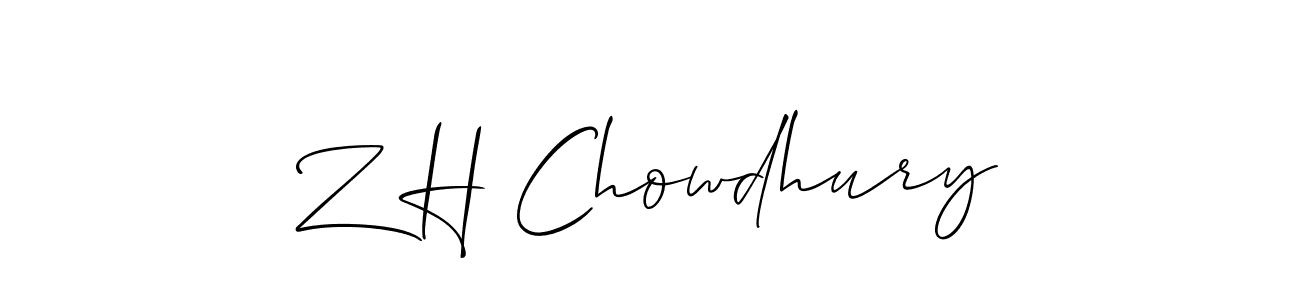 The best way (Allison_Script) to make a short signature is to pick only two or three words in your name. The name Z H Chowdhury include a total of six letters. For converting this name. Z H Chowdhury signature style 2 images and pictures png