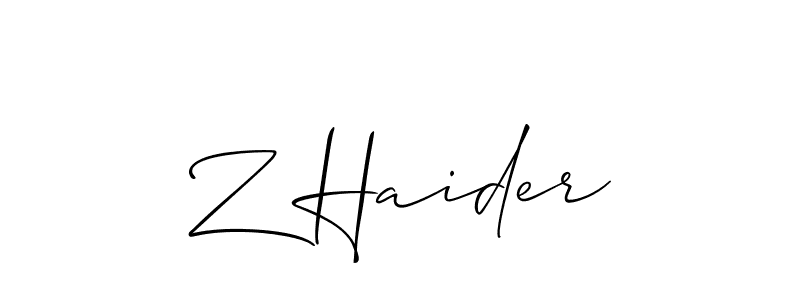 Allison_Script is a professional signature style that is perfect for those who want to add a touch of class to their signature. It is also a great choice for those who want to make their signature more unique. Get Z Haider name to fancy signature for free. Z Haider signature style 2 images and pictures png