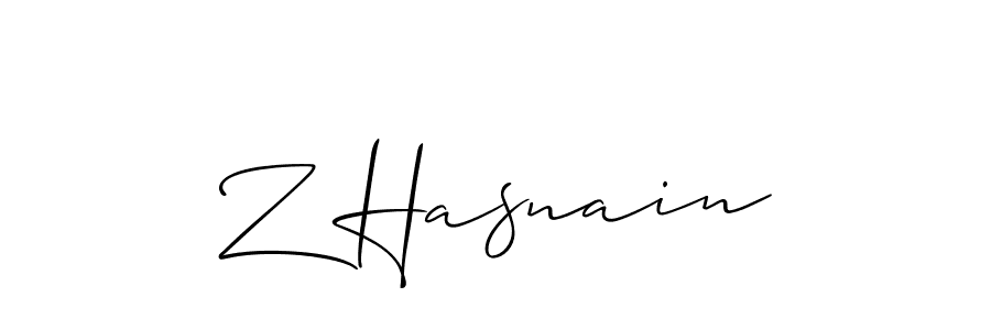 Also we have Z Hasnain name is the best signature style. Create professional handwritten signature collection using Allison_Script autograph style. Z Hasnain signature style 2 images and pictures png