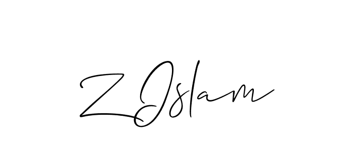 Use a signature maker to create a handwritten signature online. With this signature software, you can design (Allison_Script) your own signature for name Z Islam. Z Islam signature style 2 images and pictures png