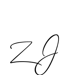 The best way (Allison_Script) to make a short signature is to pick only two or three words in your name. The name Z J include a total of six letters. For converting this name. Z J signature style 2 images and pictures png