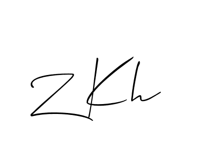 Make a beautiful signature design for name Z Kh. With this signature (Allison_Script) style, you can create a handwritten signature for free. Z Kh signature style 2 images and pictures png