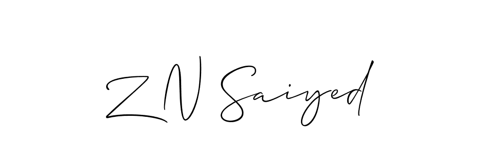 Z N Saiyed stylish signature style. Best Handwritten Sign (Allison_Script) for my name. Handwritten Signature Collection Ideas for my name Z N Saiyed. Z N Saiyed signature style 2 images and pictures png