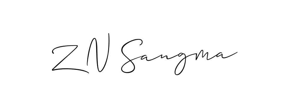 Create a beautiful signature design for name Z N Sangma. With this signature (Allison_Script) fonts, you can make a handwritten signature for free. Z N Sangma signature style 2 images and pictures png