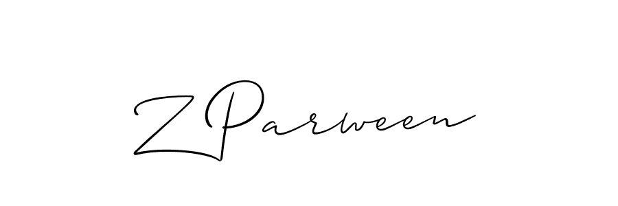 Use a signature maker to create a handwritten signature online. With this signature software, you can design (Allison_Script) your own signature for name Z Parween. Z Parween signature style 2 images and pictures png