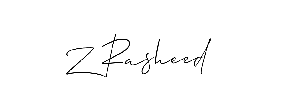 Also You can easily find your signature by using the search form. We will create Z Rasheed name handwritten signature images for you free of cost using Allison_Script sign style. Z Rasheed signature style 2 images and pictures png