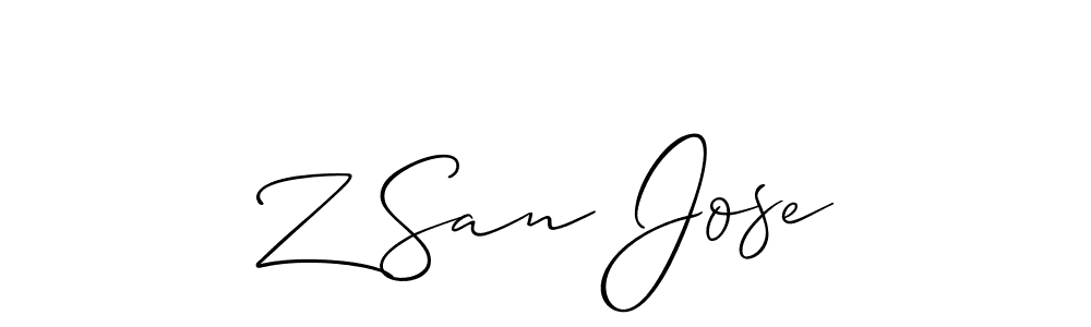The best way (Allison_Script) to make a short signature is to pick only two or three words in your name. The name Z San Jose include a total of six letters. For converting this name. Z San Jose signature style 2 images and pictures png