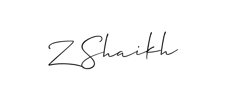 Also You can easily find your signature by using the search form. We will create Z Shaikh name handwritten signature images for you free of cost using Allison_Script sign style. Z Shaikh signature style 2 images and pictures png