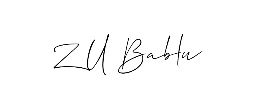 Create a beautiful signature design for name Z U Bablu. With this signature (Allison_Script) fonts, you can make a handwritten signature for free. Z U Bablu signature style 2 images and pictures png