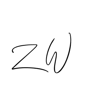 Make a beautiful signature design for name Z W. With this signature (Allison_Script) style, you can create a handwritten signature for free. Z W signature style 2 images and pictures png