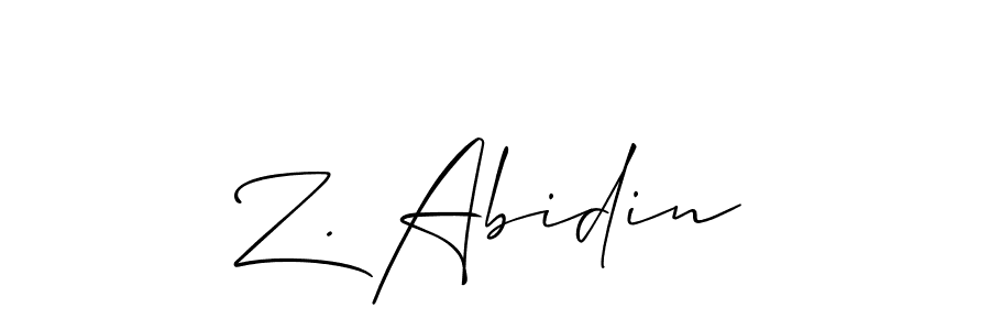 How to make Z. Abidin name signature. Use Allison_Script style for creating short signs online. This is the latest handwritten sign. Z. Abidin signature style 2 images and pictures png
