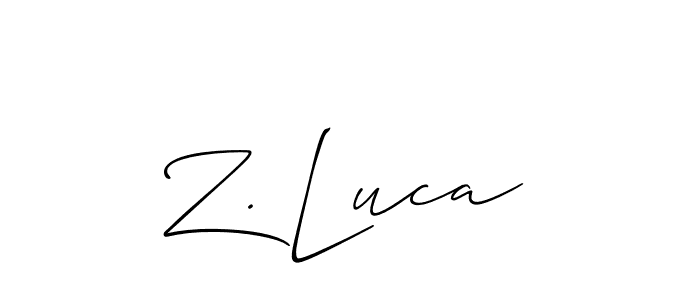 Use a signature maker to create a handwritten signature online. With this signature software, you can design (Allison_Script) your own signature for name Z. Luca. Z. Luca signature style 2 images and pictures png