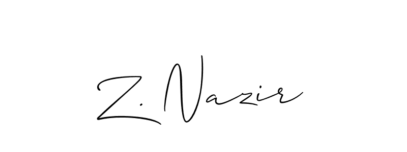 How to make Z. Nazir signature? Allison_Script is a professional autograph style. Create handwritten signature for Z. Nazir name. Z. Nazir signature style 2 images and pictures png