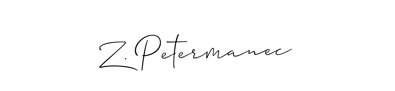 How to make Z. Petermanec name signature. Use Allison_Script style for creating short signs online. This is the latest handwritten sign. Z. Petermanec signature style 2 images and pictures png