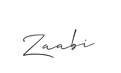The best way (Allison_Script) to make a short signature is to pick only two or three words in your name. The name Zaabi include a total of six letters. For converting this name. Zaabi signature style 2 images and pictures png