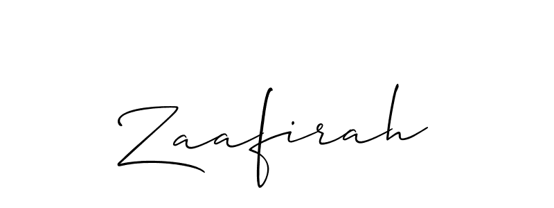 Use a signature maker to create a handwritten signature online. With this signature software, you can design (Allison_Script) your own signature for name Zaafirah. Zaafirah signature style 2 images and pictures png
