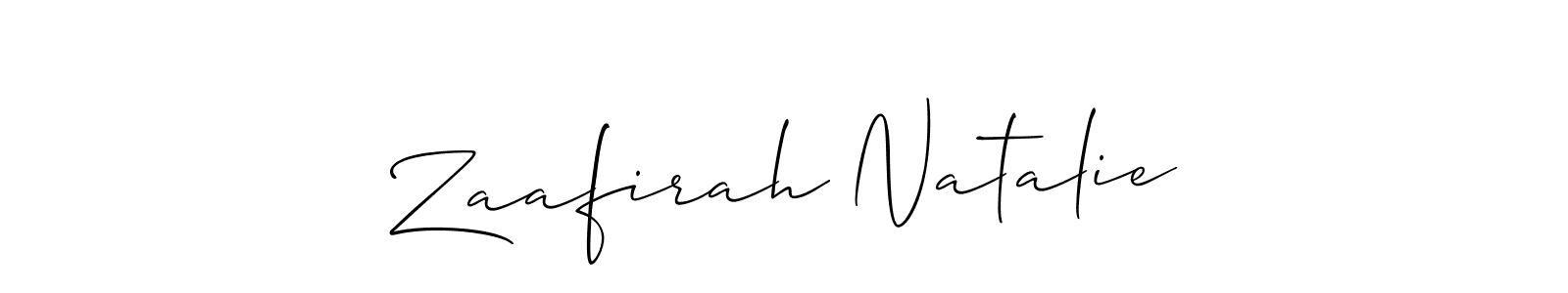 if you are searching for the best signature style for your name Zaafirah Natalie. so please give up your signature search. here we have designed multiple signature styles  using Allison_Script. Zaafirah Natalie signature style 2 images and pictures png