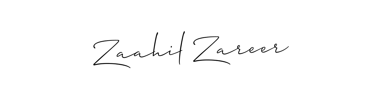 Make a beautiful signature design for name Zaahil Zareer. With this signature (Allison_Script) style, you can create a handwritten signature for free. Zaahil Zareer signature style 2 images and pictures png