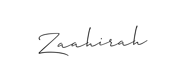 How to make Zaahirah name signature. Use Allison_Script style for creating short signs online. This is the latest handwritten sign. Zaahirah signature style 2 images and pictures png