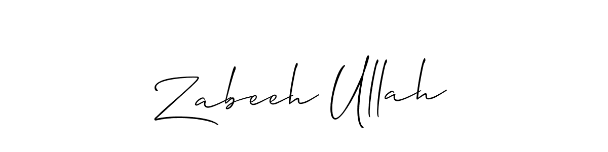 The best way (Allison_Script) to make a short signature is to pick only two or three words in your name. The name Zabeeh Ullah include a total of six letters. For converting this name. Zabeeh Ullah signature style 2 images and pictures png