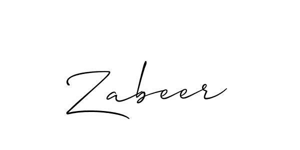 The best way (Allison_Script) to make a short signature is to pick only two or three words in your name. The name Zabeer include a total of six letters. For converting this name. Zabeer signature style 2 images and pictures png