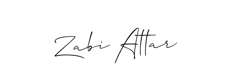 Design your own signature with our free online signature maker. With this signature software, you can create a handwritten (Allison_Script) signature for name Zabi Attar. Zabi Attar signature style 2 images and pictures png