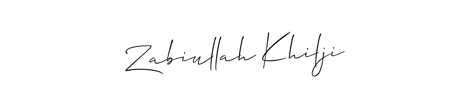 How to make Zabiullah Khilji signature? Allison_Script is a professional autograph style. Create handwritten signature for Zabiullah Khilji name. Zabiullah Khilji signature style 2 images and pictures png