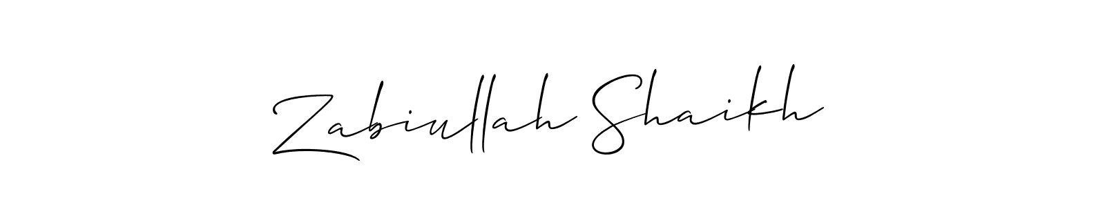 Create a beautiful signature design for name Zabiullah Shaikh. With this signature (Allison_Script) fonts, you can make a handwritten signature for free. Zabiullah Shaikh signature style 2 images and pictures png