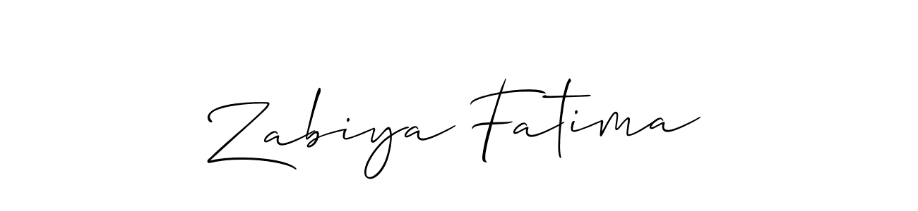 Create a beautiful signature design for name Zabiya Fatima. With this signature (Allison_Script) fonts, you can make a handwritten signature for free. Zabiya Fatima signature style 2 images and pictures png