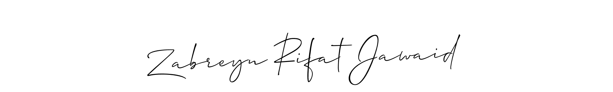 How to make Zabreyn Rifat Jawaid signature? Allison_Script is a professional autograph style. Create handwritten signature for Zabreyn Rifat Jawaid name. Zabreyn Rifat Jawaid signature style 2 images and pictures png