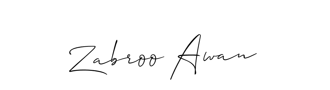 Create a beautiful signature design for name Zabroo Awan. With this signature (Allison_Script) fonts, you can make a handwritten signature for free. Zabroo Awan signature style 2 images and pictures png
