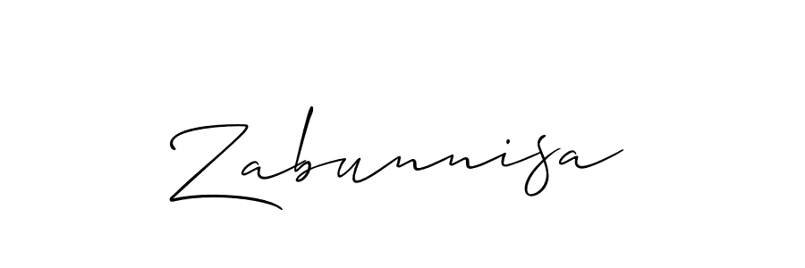 Create a beautiful signature design for name Zabunnisa. With this signature (Allison_Script) fonts, you can make a handwritten signature for free. Zabunnisa signature style 2 images and pictures png