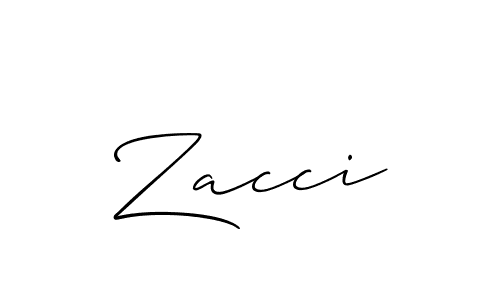 Design your own signature with our free online signature maker. With this signature software, you can create a handwritten (Allison_Script) signature for name Zacci. Zacci signature style 2 images and pictures png