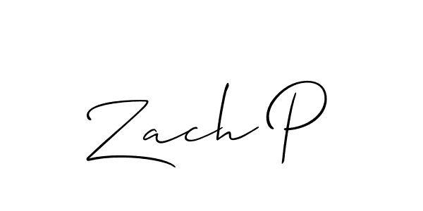 It looks lik you need a new signature style for name Zach P. Design unique handwritten (Allison_Script) signature with our free signature maker in just a few clicks. Zach P signature style 2 images and pictures png