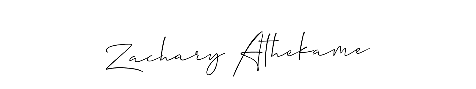 This is the best signature style for the Zachary Athekame name. Also you like these signature font (Allison_Script). Mix name signature. Zachary Athekame signature style 2 images and pictures png