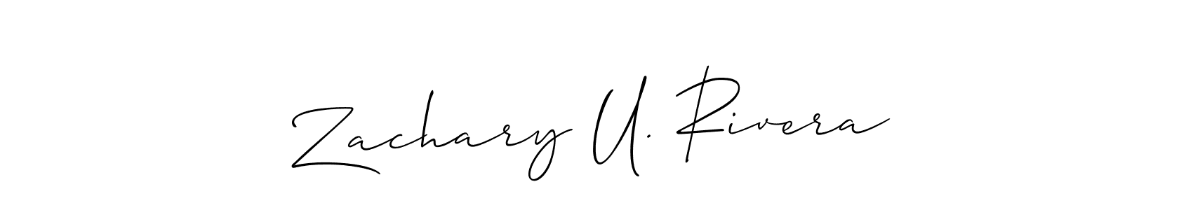 Also You can easily find your signature by using the search form. We will create Zachary U. Rivera name handwritten signature images for you free of cost using Allison_Script sign style. Zachary U. Rivera signature style 2 images and pictures png