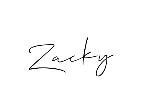 Create a beautiful signature design for name Zacky. With this signature (Allison_Script) fonts, you can make a handwritten signature for free. Zacky signature style 2 images and pictures png