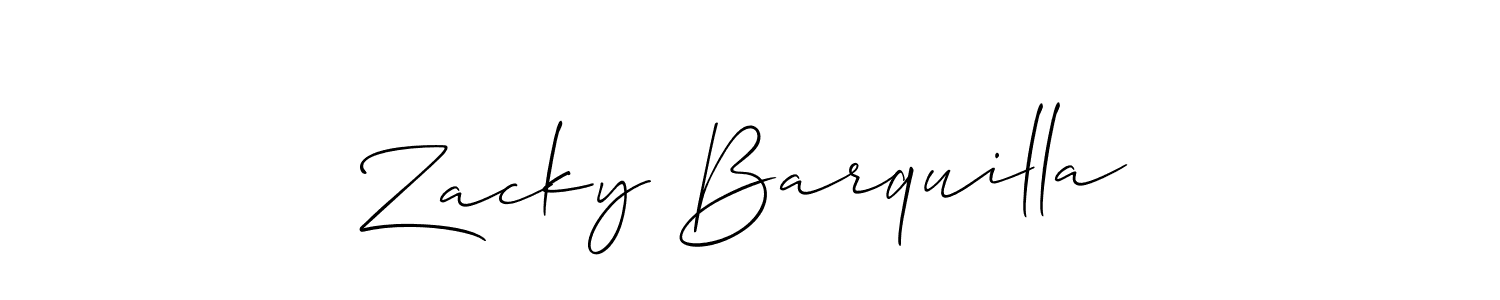 Design your own signature with our free online signature maker. With this signature software, you can create a handwritten (Allison_Script) signature for name Zacky Barquilla. Zacky Barquilla signature style 2 images and pictures png