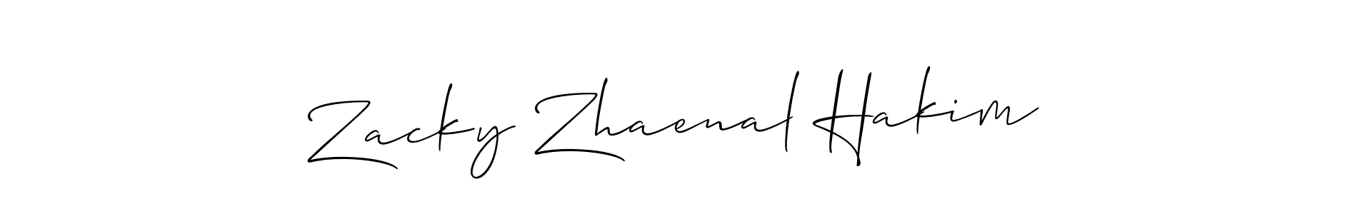 Create a beautiful signature design for name Zacky Zhaenal Hakim. With this signature (Allison_Script) fonts, you can make a handwritten signature for free. Zacky Zhaenal Hakim signature style 2 images and pictures png