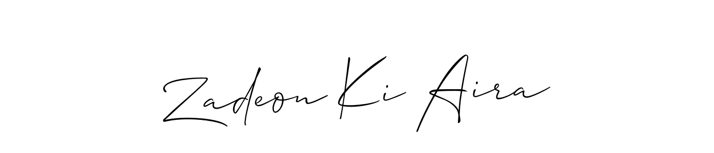This is the best signature style for the Zadeon Ki Aira name. Also you like these signature font (Allison_Script). Mix name signature. Zadeon Ki Aira signature style 2 images and pictures png