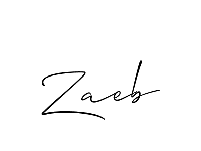 Use a signature maker to create a handwritten signature online. With this signature software, you can design (Allison_Script) your own signature for name Zaeb. Zaeb signature style 2 images and pictures png